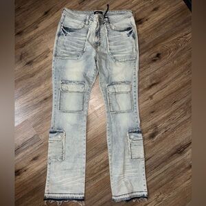 Men’s Fashion Nova Distressed Light Wash Jeans